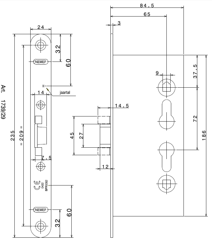 1739 FH-Einsteckschloss - Reckert.de - Agentur für Baubeschlag - Türen